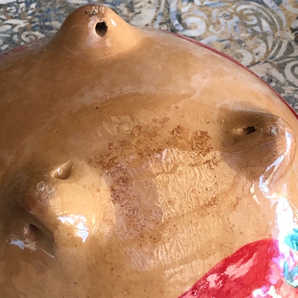 2 Mexican Glazed Pottery Hand Made Painted Salsa Footed Bowls Chili 🌶 Motif - Picture 7 of 7